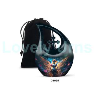 โกศโลหะลายดวงจันทร์ที่สวยงามสำหรับผู้ใหญ่ขี้เถ้าของมนุษย์ตกแต่งด้วยโกศกางเขนขนาดใหญ่พร้อมถุงกำมะหยี่ฟรี - Product Image 2