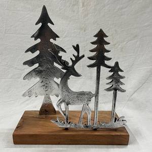 High Quality Aluminum <b>Christmas</b> <b>Tree</b> Ornaments with <b>Wooden</b> Base Metal Articles for Festive <b>Christmas</b> Decorations - Product Image 2