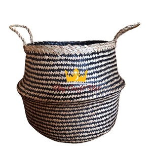 King Craft Viet Belly <b>Basket</b> Laundry <b>Storage</b> <b>Basket</b> Woven Belly Customized Straws Home Organizer Large <b>Seagrass</b> <b>Basket</b> - Product Image 2