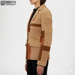 Chaqueta de Cuero Genuino para Mujer, Tendencia 2025, Personalizada, Tejida, Transpirable, de Invierno, Manga Larga, Alta Calidad - Product Image 6