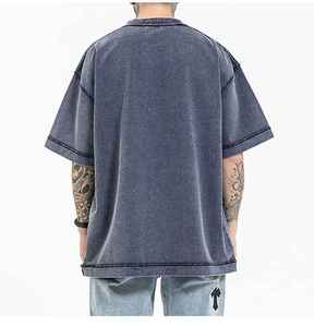 Venta al por mayor de gran tamaño lavado con ácido Boxy hombro caído camiseta inversa 100% algodón Streetwear Vintage estilo Hip Hop para hombres - Product Image 2