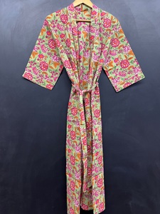 Nhật Bản Phong Cách Rộng Tay Áo Kimono Phụ Nữ Ấn Độ Handmade Tinh Khiết Bông Kimono Áo Choàng Với Vành Đai - Product Image 5