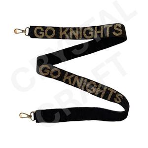 WRECK EM TECH Design Beaded <b>Purse</b> Strap Customized <b>White</b> Gold Seed Bead Bag Straps Customized Beaded Strap for Bags - Product Image 4