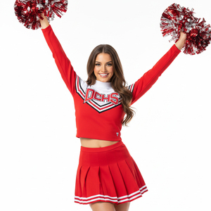 Uniformes de Animadoras Americanas Personalizados, Rojos, Manga Larga, para Jóvenes - Product Image 1