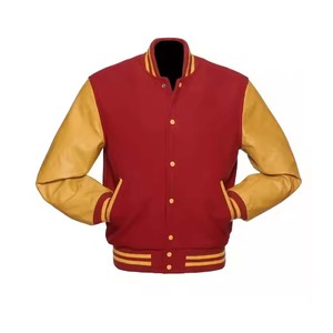 Deportes por encargo calle de moda de lana cuerpo de cuero manga parche trabajo fábrica adulto Varsity chaqueta - Product Image 2