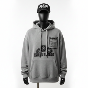 Sweat-shirt pour homme de qualité supérieure, tissu en molleton doux 320 GSM, couleur gris, avec logo brodé personnalisé, coupe ample, sweat-shirt basique - Product Image 1