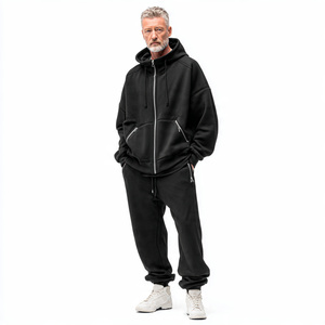 Conjunto Deportivo Holgado con Costuras Blancas y Logotipo Personalizado para Hombre, Conjunto Deportivo de Felpa Gruesa de 400 g/m², Estilo Desgastado - Product Image 4