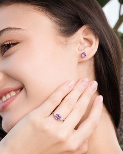 Round Cut Lavender Amethyst <b>Stud</b> <b>Earrings</b> Purple Gemstone 6mm Prong <b>Set</b> For Women 925 Sterling <b>Silver</b> February Birthstone Grace - Product Image 3