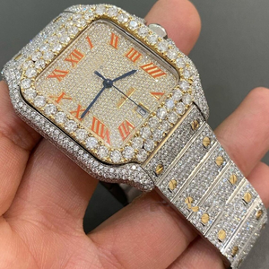 หรูหรานาฬิกาอัตโนมัติเครื่องประดับนาฬิกาข้อมือ 30 กะรัต VVS Moissanite เพชรชุบเต็ม Iced Out นาฬิกาสําหรับผู้ชายและผู้หญิง - Product Image 5