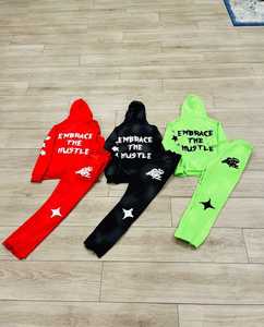 Custom Winter for Flared Jogger Set Unisex Zip up Hoodie Pants <b>Streetwear</b> <b>Y2K</b> Hip Hop Cotton Fleece Tracksuit Professional Wear - Product Image 3