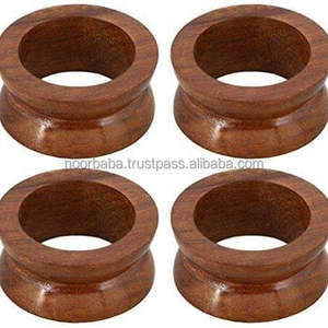 Rond de serviette en bois fait à la main pur fait avec du bois naturel avec de l'agate de bois de sheesham par noorbaba - Product Image 1