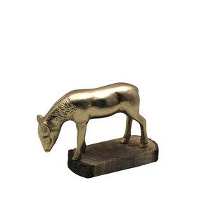 Reno de aluminio decorativo de Navidad de diseño moderno con base de madera para mesa decoración de Navidad hecho a mano personalizado - Product Image 4