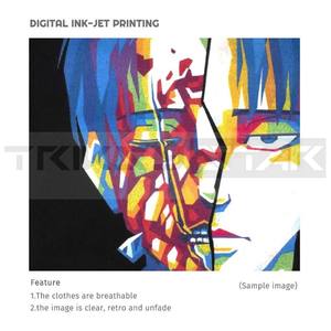 Lavage à l'acide solide tricoté T-shirts bricolage Hip Hop T-Shirt coupe régulière manches courtes sonnerie personnalisé hauts t-shirts homme femme 100% coton - Product Image 4