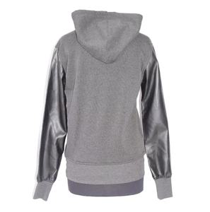 Sweat à capuche à manches en cuir de couleur unie pour femmes respirant mode de rue col à capuche impression numérique hiver doublé pour l'automne - Product Image 1