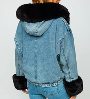 Veste matelassée imperméable en denim de coton bleu délavé personnalisée pour femmes, manches longues, bouton vintage, élégante, décontractée, vêtements d'extérieur d'hiver