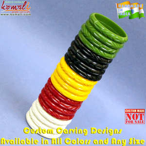 Bracelets minces en résine sculptée de couleurs unies bijoux vintage indiens faits à la main de qualité supérieure vente en gros - Product Image 2