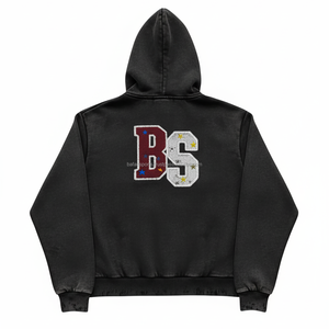 Sudadera con cremallera de lana pesada de primera calidad 420 GSM sudadera gruesa de algodón de invierno suave dentro de la tela parche de chenilla logo sudaderas básicas - Product Image 2