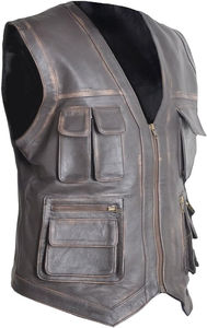 2025 Chaleco de cuero sin mangas de lona ecológico para hombre, ropa de calle de estilo informal, ropa exterior de invierno a prueba de viento, precio al por mayor - Product Image 5