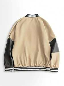 แจ็กเก็ตเบสบอลวิทยาลัยแบบคัลเลอร์บล็อกสำหรับผู้ชายเสื้อนอกสไตล์ตัวแทนมหาวิทยาลัยมีลายทางขอบแต่งโลโก้ได้ตามต้องการเสื้อผ้าแนวสตรีทแฟชั่นฤดูหนาว - Product Image 2