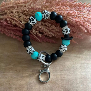 Handmade Keychain with Wooden Beads and <b>Stainless</b> <b>Steel</b> <b>Ring</b> | Colorful keychain made of wooden beads and <b>stainless</b> <b>steel</b> | VRNQ - Product Image 1