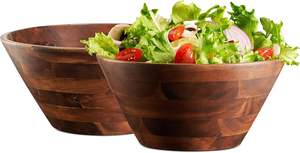 Bowl <b>Set</b> Premium Acacia <b>Wood</b> Bowls Salad Serving Bowls Home Decor Housewarming Gifts <b>Set</b> of 2 Custom Size Natural <b>Wood</b> Color - Product Image 4