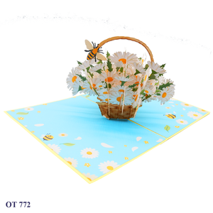 ตะกร้าเดซี่ใส่3D ของขวัญแต่งงานทำด้วยมืองานหัตถกรรมกระดาษตัดด้วยเลเซอร์คุณภาพสูงจาก3D ยอดนิยม - Product Image 2