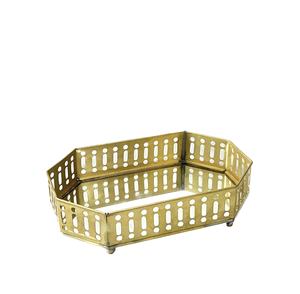 Plateau en laiton de style antique moderne de forme ovale carrée avec socle en miroir Plateau de service de décoration de maison de luxe fait à la main Meilleurs prix en Inde - Product Image 1