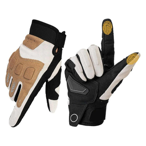 Gants en cuir à doigts entiers pour le cyclisme, avec paume antidérapante et fermeture auto-agrippante, pour hommes, utilisation estivale - Product Image 1