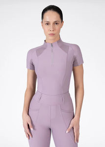 Haut d'équitation professionnel pour femmes, manches courtes légères, tissu extensible respirant, service OEM d'équitation - Product Image 4