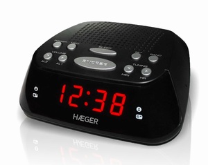 AM/FM Digital Alarm <b>Clock</b> <b>Radio</b> with LED Display and Snooze (Haeger RA-06B.005A) - Product Image 1