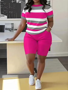 ชุดคู่แฝดสีล้วนสำหรับผู้หญิงชุดลำลอง2ชิ้นสำหรับฤดูร้อนเสื้อและกางเกงขาสั้นระบายอากาศได้ดีสวมใส่ได้ทุกวัน - Product Image 6