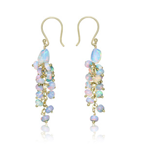 Pendientes de gota de racimo de ópalo blanco de Plata de Ley 925 para mujer, joyería de fiesta de piedra natal para aniversario y regalo de compromiso - Product Image 1
