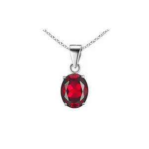 AAA+ Quality 925 Sterling Silver <b>Ruby</b> Oval Cut Pendant <b>Necklace</b> and Earring Set For Women Cus-Jew120 - Product Image 2
