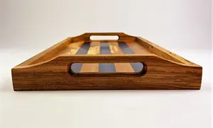 Plateaux en bois finis en résine chic Design élégant pour une présentation élégante des aliments et des boissons Parfait pour tout cadre au meilleur prix - Product Image 2