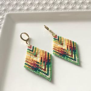 Boho Beaded Earrings with <b>Turquoise</b> Design and Cascading Fringe Glass <b>Beads</b> & Resum Unique Jewelry Gift by MS Handicraft - Product Image 1