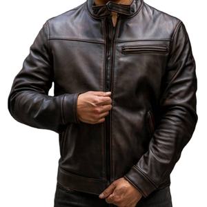 Factory Direct New Style Men's Leather Jacket Canvas <b>Stand</b> Collar Front Logo-Waterproof Windproof Breathable Casual Jacket - Product Image 2