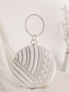 Designer Resin Beaded Half Moon Waterproof Eco-Friendly Evening Clutch <b>Bag</b> Women Party Fashion Casual Handmade India Exporter - Product Image 2