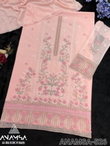 Elegante Vestido Casual Bordado en Georgette, Diseño Pakistaní Premium, Parte Inferior de Santoon, Pedrería, Lentejuelas y Diamantes, Ropa para Mujer - Product Image 6