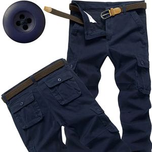Men 6 Pocket Canvas Cargo Pants Elastic Waist Relaxed Fit Casual Trendy Streetwear Joggers Wholesale - Product Image 2