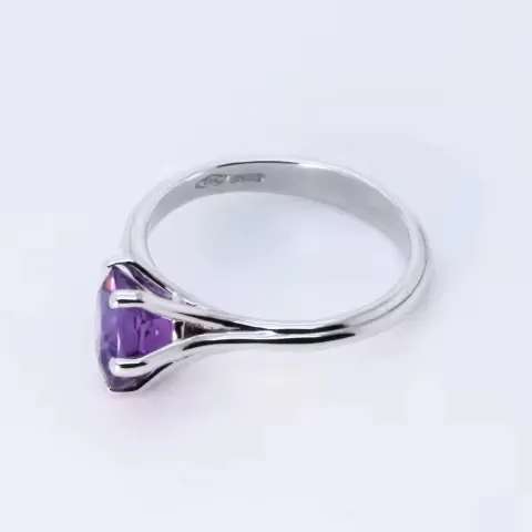Made in Italy Fine Jewelry 1.68 cts Amethyst White18kt Gold Stackable Asymmetrical Fantasy Ethereal Ring