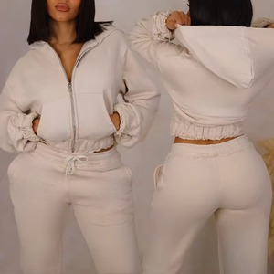 Offre Spéciale femmes surdimensionné blanc pull à capuche épais polaire à manches longues sweat pour automne hiver Terry Streetwear avant - Product Image 4