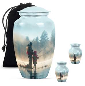 Urna conmemorativa de pesca para Padre e Hijo para cenizas, recuerdo de pesca personalizado, cremación para adultos con urna funeraria para padre e hijo - Product Image 2