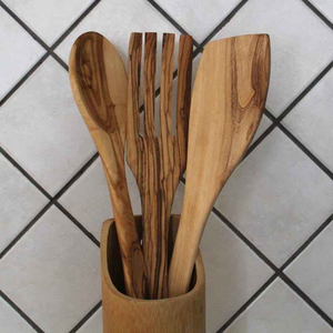 Ensemble d'ustensiles de cuisine en bois classique, seau de rangement écologique, cuillères à servir et à dîner pour les fêtes, bois d'acacia, bois de teck, soupe Saniya, artisanat - Product Image 5