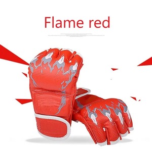 Guantes de boxeo MMA con logotipo personalizado duradero de PU con medio dedo, logotipo impreso para fines de entrenamiento - Product Image 5