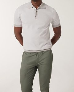 เสื้อโปโลเข้ารูปสำหรับผู้ชาย, ผ้าฝ้าย100% ระบายอากาศได้ดีสวมใส่สบายกระดุมสามเม็ด - Product Image 1