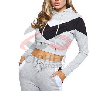Top grossiste personnalisé femmes survêtement dernière conception femmes survêtement de qualité supérieure 100% coton plaine survêtement à capuche ensembles - Product Image 4