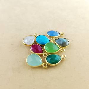 Colgante en forma de pera de GEMA de Calcedonia rosa, amuletos de bisel de piedras preciosas para fabricación de joyas - Product Image 4