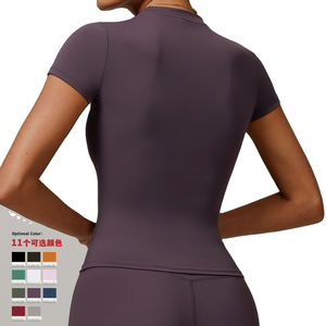 Wholesale 2026 Quick-Drying Unisex Plus Size Cotton Bamboo Summer <b>Crop</b> <b>Top</b> Short Sleeve Fitness Training Yoga T-Shirt - Product Image 3