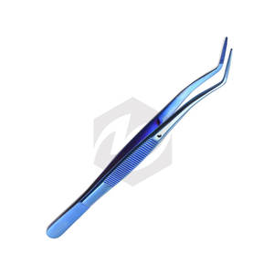 Pinzas Dentales Recubiertas de Color Azul, Pinzas de Algodón y Apósito Hechas de Acero Metálico con Puntas Curvas Dentadas Quirúrgicas - Product Image 2