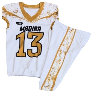 Uniforme de football américain professionnel avec numéros et logos en sergé disponibles en plusieurs tailles et couleurs personnalisées - Product Image 1